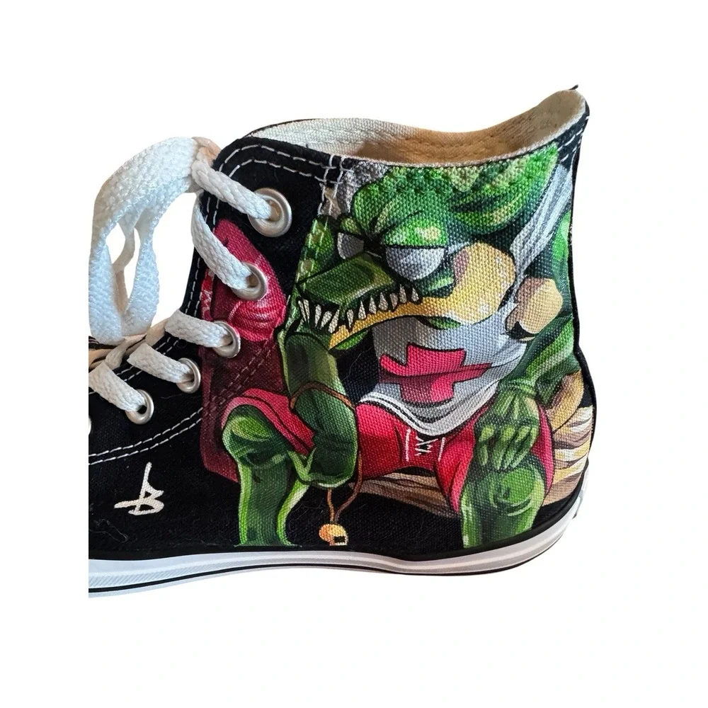 Custom Black White Converse Teenage Mutant Ninja Turtles Sz Men's 9/Women's Sz11 - Picture 4 of 10